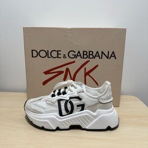 Dolce & Gabbana Cream and Black Logo Sneakers